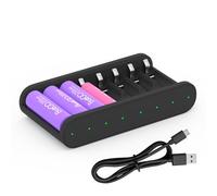 ISDT A8 AIR Cargador de batería inteligente de 8 ranuras AA y AAA 10500 12500 Batería de NiMH NiCd Li-lon LiFePO4 Función de protección de descarga Baterías recargables con conexión Bluetooth APP