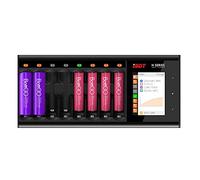 ISDT Cargador rápido N8 de 8 ranuras, pantalla LCD a color, AA/AAA con ciclo de carga y descarga, análisis para baterías Li-lon, LiHv, NI-MH, NI-Cd, LiFePO4 reciclables