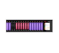 ISDT N16 Cargador Universal con Pantalla LCD | 16 Ranuras Inteligentes | Función de Descarga y Análisis | para Pilas Recargables AA AAA Li-LON LiHv Ni-MH Ni-CD LiFePO4 | Protección Completa