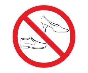 iSecur Pegatina de prohibición - Prohibido calzado | redonda Ø 15 cm | Prohibido pisar con zapatos | Prohibición de calzado de calle | hin293