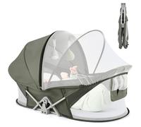ISELECTOR Moisés portátil para bebé, cuna de viaje, cuna de viaje para exteriores, tumbona de bebé, cama de viaje para bebés con mosquitera y toldo para el sol, ligero, lavable y plegable
