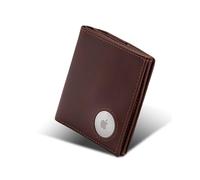 ISENTIALS AirTag* Cartera de piel para hombre Slim & Smart Wallet con protección RFID, compartimento para monedas y chip para carrito de la compra, ideal para hombres y mujeres con soporte Apple