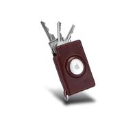 ISENTIALS® AirTag* Organizador de llaves de cuero con soporte Apple AirTag - Espacio para 6 llaves, cierre magnético - Perfecto para orden y seguridad, marrón, S