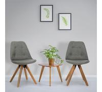 Iseo Silla Envolvente Cascaron Set de 2 Carcasa de PP acolchado madera de abedul gris