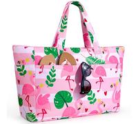 ISEYOU Bolsa Playa, Bolso Playa Mujer Impermeable Con Cremallera 45L, Bolsas Grandes XXL Familiar con 8 bolsillos Plegable Para Viajes, Picnic, Vacaciones