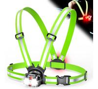 ISEYOU Luz Running, 800LM Linterna para Correr de Noche con LED Trasero Rojo, 6+2 Modos & Ajustable a 45°, IPX5 Impermeable, USB-C Recargable, Autonomía 4-25H, para Senderismo, Caminar, Camping