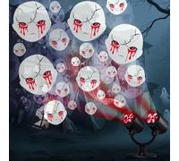 iShabao Halloween Deko Outdoor Doppelter Kopf Dynamische Halloween Projektor mit Timer, Wasserdicht LED Projektionslampe mit Weiß Geist für Garten Fenster Wand Hof Party