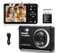 ISHARE Cámara digital para fotografía, recargable de 30 MP 1080P, cámara de apuntar y disparar con LCD de 2.8 pulgadas, zoom digital de 18X, cámara pequeña compacta para niños, adolescentes y ancianos