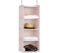 IsHealthy Organizador de Armario Colgante de 4 estantes de Tela de Lino de imitación de fácil Montaje, con 2 Ganchos (Gris)