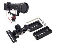 iShoot Soporte de soporte para lente de teleobjetivo + placa de liberación rápida Arca-Swiss Fit de 80 mm compatible con cámara grande con agarre de batería y lente de enfoque largo Arca de 400 mm