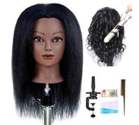 ISHOT Cabeza de maniquí 100% pelo humano cabeza de muñeca belleza escuela pelo práctica cabeza peluquería entrenamiento cabeza maniquí cosmetología