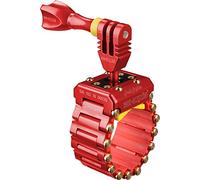 iSHOXS Hell Rider | Soporte Action CAM Robusto para GoPro, dji & Insta360 | Fijación Moto, Bicicleta & Outdoor | Ø 15-42 mm | Antivibración & Protección de Silicona | Rojo