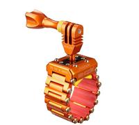 iSHOXS Hell Rider - Soporte Robusto para GoPro, dji e Insta360 | Moto, Bici y Deporte | Tubos Ø 15-42 mm Extensible hasta 200 mm | Antivibración y Silicona | Naranja