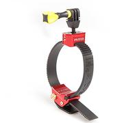 iSHOXS Proflex Soporte Action CAM | Fijación antivibración y Montaje rápido | Compatible GoPro, dji, Insta360 | Ø 40-140 mm | Tubos Redondos/ovalados MTB, Moto y Off-Road | Rojo