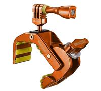 iSHOXS Shark, fijación Universal Heavy Duty GoPro,diseño Abierto en Forma de C y Zona de sujeción de 28-65 mm,Inserciones de Silicona para un Agarre Seguro,diseño Completamente de Aluminio-Naranja