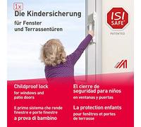 ISI SAFE, el cierre de seguridad para niños No. 1 - BLANCO para ventanas y puertas de patios y balcones, instalación sin necesidad de herramientas, de taladrar ni de pegar y sin dañar la ventana