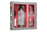 iSi Soda Maker Classic - Set de regalo (incluye 2 vasos y 10 cápsulas de soda, sifón de soda, 1,0 l, acero inoxidable, accesorio de bar para agua con burbuja