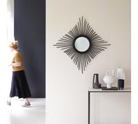 Isidore - Espejo de ratán negro de 80 cm H 80 x B 80 x T 3 cm