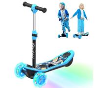 isinwheel Mini Patinete eléctrico infantil 2 en 1,Scooter eléctrico para niños de 3 a 14 años, velocidad 6/10 km/h, autonomía de 15 km, ruedas luminosas de 5 pulgadas, manillar extraíble, carga máxima