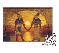 ISIS y Osiris Frente al Amanecer sobre el Nilo Rompecabezas Puzzle,52x38cm/1000pcsAdulto Juego Educativo Decoración del Hogar