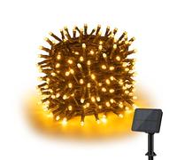 Isisyu Cadena de luces solares para exteriores, 12 m, 120 LED, 8 modos, IP65, resistente al agua, luz blanca cálida, resistente a la intemperie, para balcón, jardín, bodas, terraza, Navidad, fiestas