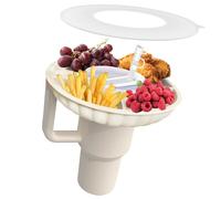 ISIVOUS Cuenco para aperitivos Stanley Cup, Snack Tray, plato de aperitivos con tapa, compatible con vaso Stanley Quencher 40 oz, bandeja de silicona con 4 compartimentos para cine, camping, coche