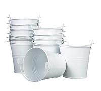 ISIYINER 12 Piezas Mini Cubos de Metal de Lata para Plantas de Jardinería Decoración de Fiestas Boda Cumpleaños 7.5×7.5×5.5 cm