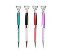 ISIYINER Bolígrafos de Bola de Diamante, Bolígrafo de Cristal Retráctiles de Metal, Bolígrafo de Punta de Bola con Diseño de Diamante, Metal Bling Para Mujeres Estudiante 4 Unidades A
