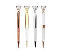 ISIYINER Bolígrafos de Bola Diamante Retráctiles de Metal Bolígrafo con Tinta Negra para Oficina Escuela Papelería 4 Unidades (Oro rosa, Oro, Plata, Blanco)