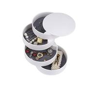 ISIYINER - Caja de joyería para mujer, redonda, 4 niveles, 360 grados, organizador para anillos, pendientes, collares, reloj, plástico, Plástico