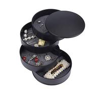 ISIYINER Caja Joyero Organizador Rotación de 360°, 4 Niveles Joyero de Viaje Portátil Pequeña Joyas Caja Organizadora para Mujer y Niñas