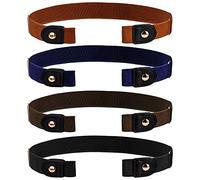 ISIYINER Cinturón Elástico Sin Hebilla para Hombre Mujer, Cinturón Sin Hebillas Cinturón Elástico Invisible para Pantalones Vaqueros 4 Piezas