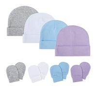 ISIYINER Conjunto de Sombreros Manoplas Guantes de Algodón Gorros Beanie para Bebé Recién Nacidos Niños Niñas 0-6 Meses