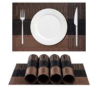 ISIYINER - Juego de 6 Unidades, Antideslizante, Resistente al Calor, Lavable, PVC, Mesa para Restaurante para el hogar, Lote de 6 Unidades, Color marrón Oscuro