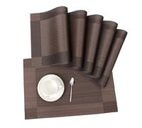 ISIYINER Manteles Individuales Juego de 6 Lavables Manteles Individuales PVC de Esteras Resistentes al Calor Antideslizante Fácil de Limpiar y Impermeable 45 x 30cm