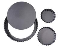 ISIYINER Molde Quiche Antiadherentes Extraíble Loose Bottom Round Molde para Tarta con Base Extraíble 3 Pack Negro
