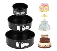 ISIYINER Moldes Para Pasteles Redondo Molde de Horno Desmontable Antiadherente Molde Tarta Set con Fondo Desmontable, 3 Tamaño 10,2/18/22cm