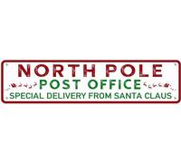 IskadO - Letrero de aluminio para oficina postal del Polo Norte, decoración novedosa, 40 x 10 cm, multicolor, decoración del hogar, oficina, bar, regalo