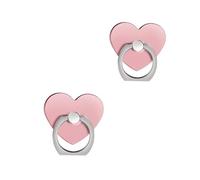 ISKIP 2 agarres de anillo para teléfono celular, 2 soportes para anillo de dedo para iPhone, Samsung, Huawei y todos los teléfonos inteligentes (corazón-rosa)