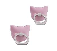 ISKIP 2 agarres de anillo para teléfono celular, 2 unidades de soportes para anillos de dedo para iPhone, Samsung, Huawei y todos los teléfonos inteligentes (gato-rosa)