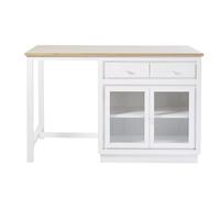 Isla central blanca con 6 cajones y 2 puertas