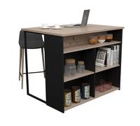 Miroytengo Isla Cocina Buh Mueble Auxiliar Negro y Roble Jackson 109x90x80 cm