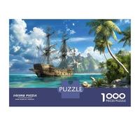 Isla de Barcos Piratas 1000 Piezas Puzzle Premium Puzzle Clásico, Cartón Grueso - Ultra Difícil, Antiestrés Total, Ideal para Diversión En Casa 52x38cm/1000pcs