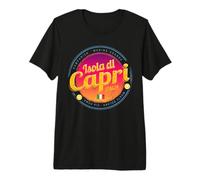Isla de Capri Retro Puesta de Sol Italia Recuerdo Vintage Camiseta Premium