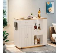 Isla de cocina armario de cocina, carrito de cocina con toallero y cajones, carrito de cocina con encimera, mesa enrollable con estante para especias, islas portátiles sobre ruedas para salón ESS