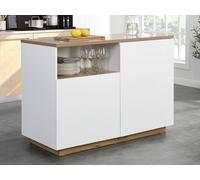 Isla de cocina con 2 puertas y 1 estante de MDF - Natural y blanco CORELINA