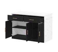 Isla de cocina con barra, con 2 cajones y 3 puertas, tiradores metálicos, toallero, 120x60x91 cm, Negro Aosom España