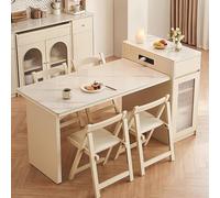 Isla de Cocina con Mesa, Mesas Cuadradas Extensibles Comedor for Comer, Estudiar, Trabajar, Charlar, Longitud Ajustable de 146 a 178 cm