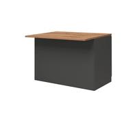 Isla de cocina daffaticat, armario multiusos, mueble cocina, mesa auxiliar, 100% made in italy, 125x90h90 cm, antracita y roble