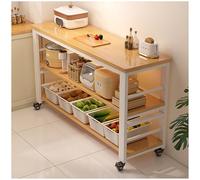 Isla de Cocina, gabinete de Almacenamiento con estantes Abiertos, gabinetes Tipo Buffet, aparador, Mesa Tipo Isla con Ruedas for preparación de Comidas(Brown,70x25cm/27.56x9.84in)